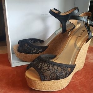 Qupid Black Lace platform shoes